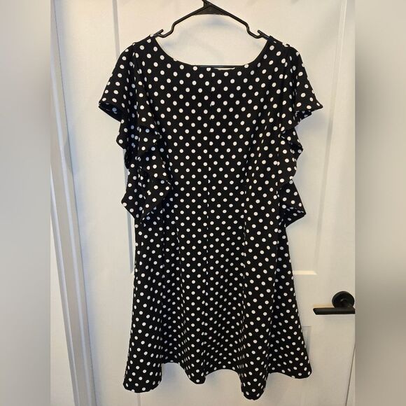 Lane Bryant black & white polka dot dress Flutter sleeves plus size 18/20 - Picture 5 of 13